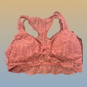 Boho Floral Lace Racerback Bralette - Rose Terracotta